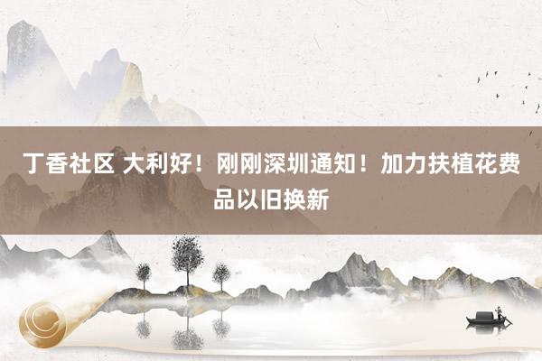 丁香社区 大利好！刚刚深圳通知！加力扶植花费品以旧换新