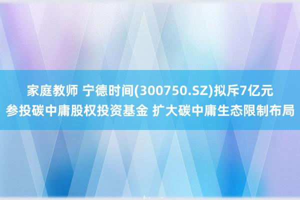 家庭教师 宁德时间(300750.SZ)拟斥7亿元参投碳中庸股权投资基金 扩大碳中庸生态限制布局