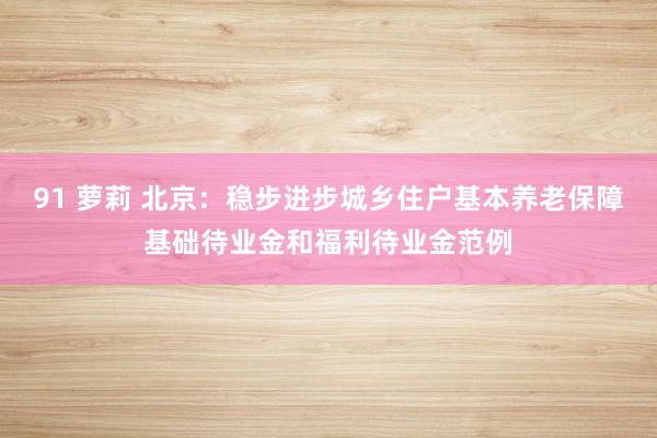 91 萝莉 北京：稳步进步城乡住户基本养老保障基础待业金和福利待业金范例