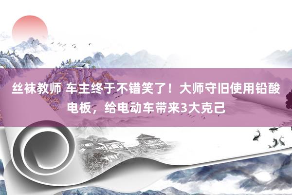 丝袜教师 车主终于不错笑了！大师守旧使用铅酸电板，给电动车带来3大克己