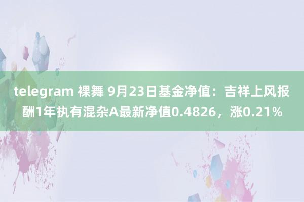 telegram 裸舞 9月23日基金净值：吉祥上风报酬1年执有混杂A最新净值0.4826，涨0.21%