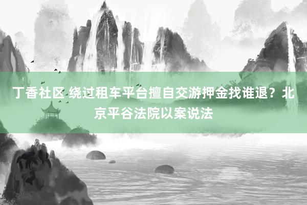 丁香社区 绕过租车平台擅自交游押金找谁退？北京平谷法院以案说法