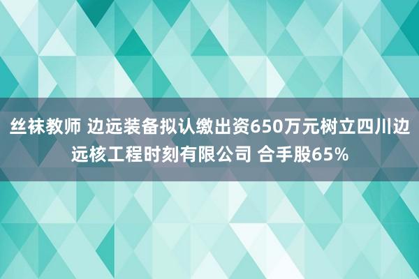 丝袜教师 边远装备拟认缴出资650万元树立四川边远核工程时刻有限公司 合手股65%