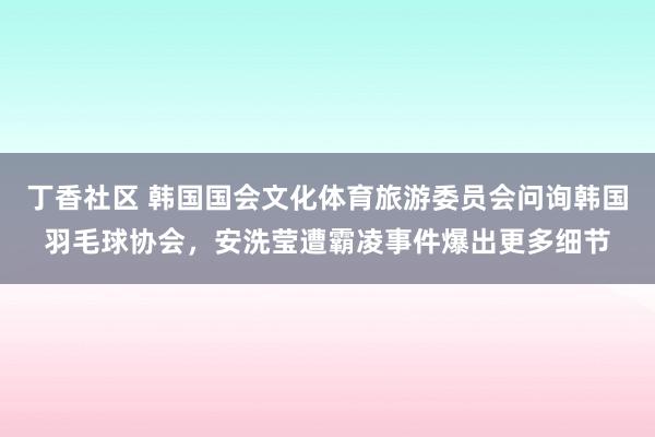 丁香社区 韩国国会文化体育旅游委员会问询韩国羽毛球协会，安洗莹遭霸凌事件爆出更多细节