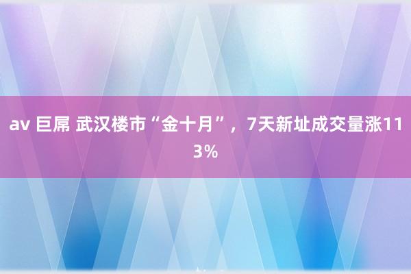 av 巨屌 武汉楼市“金十月”，7天新址成交量涨113%