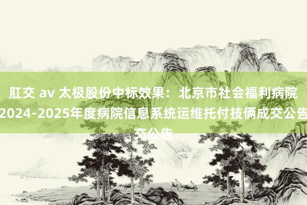 肛交 av 太极股份中标效果：北京市社会福利病院2024-2025年度病院信息系统运维托付技俩成交公告