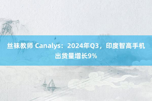 丝袜教师 Canalys：2024年Q3，印度智高手机出货量增长9%