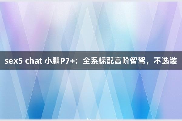 sex5 chat 小鹏P7+：全系标配高阶智驾，不选装