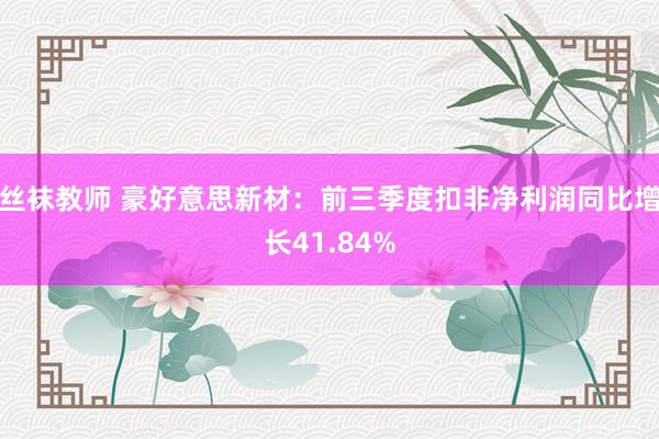 丝袜教师 豪好意思新材：前三季度扣非净利润同比增长41.84%