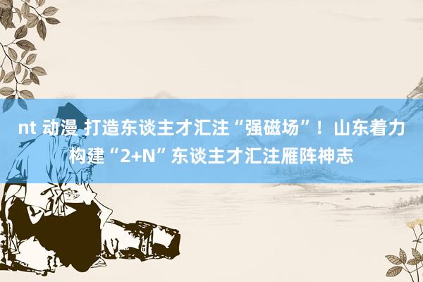 nt 动漫 打造东谈主才汇注“强磁场”！山东着力构建“2+N”东谈主才汇注雁阵神志