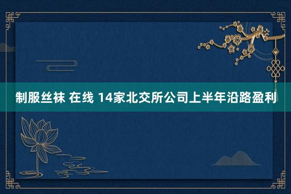 制服丝袜 在线 14家北交所公司上半年沿路盈利