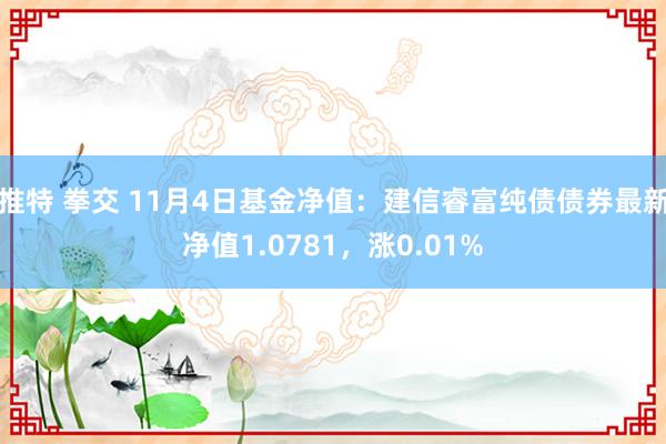 推特 拳交 11月4日基金净值：建信睿富纯债债券最新净值1.0781，涨0.01%