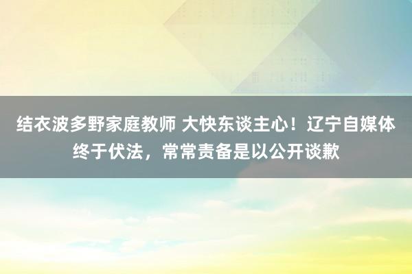 结衣波多野家庭教师 大快东谈主心！辽宁自媒体终于伏法，常常责备是以公开谈歉