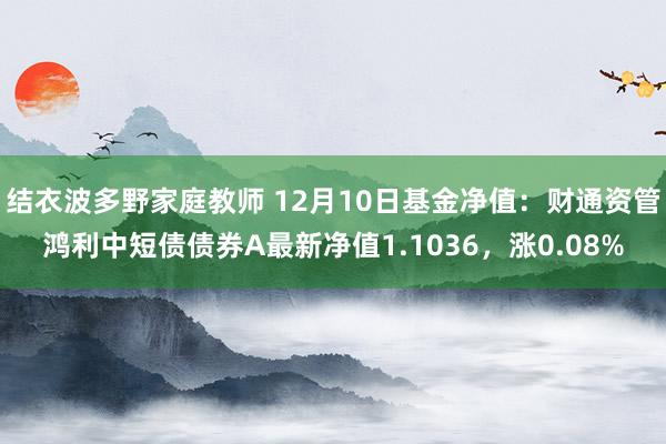 结衣波多野家庭教师 12月10日基金净值：财通资管鸿利中短债债券A最新净值1.1036，涨0.08%