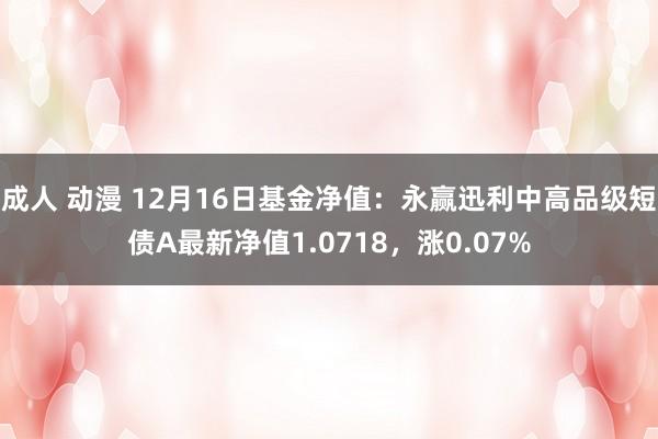 成人 动漫 12月16日基金净值：永赢迅利中高品级短债A最新净值1.0718，涨0.07%