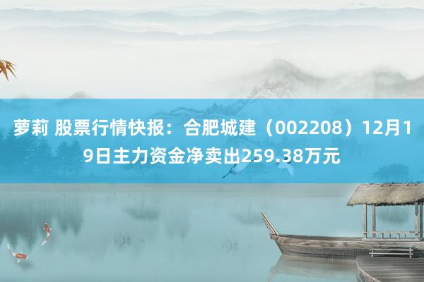 萝莉 股票行情快报：合肥城建（002208）12月19日主力资金净卖出259.38万元