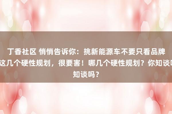 丁香社区 悄悄告诉你：挑新能源车不要只看品牌，这几个硬性规划，很要害！哪几个硬性规划？你知谈吗？