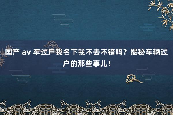 国产 av 车过户我名下我不去不错吗？揭秘车辆过户的那些事儿！